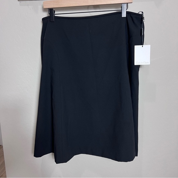 Calvin Klein Skirt Swing Size 14 Lined Business Fit Flare Black Plus Suit - Picture 3 of 13